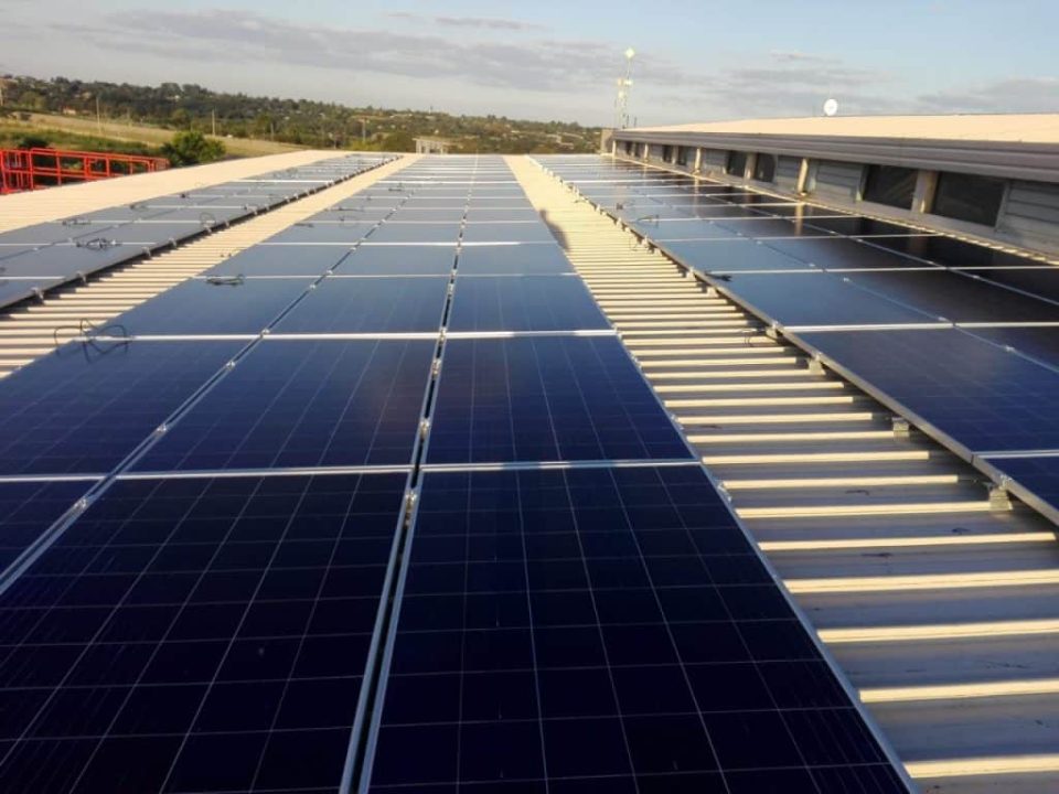 A roof top solar PV installation executed by Zero Point Energy in 2020 for a leading telecoms commercial client in Johannesburg